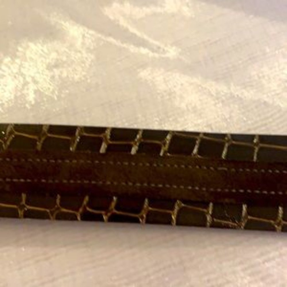 Made in🇨🇦Buffalo 💯% Crocodile Embossed Leather/Suede Belt - Picture 11 of 13